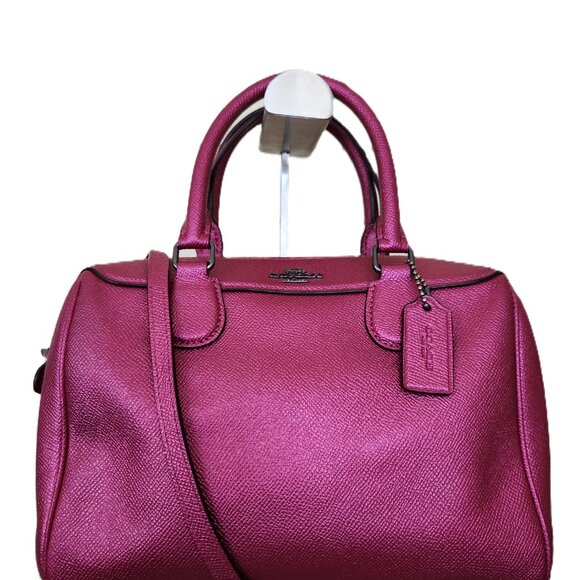 Coach Mini Bennett Metallic Pink Satchel Crossbody Bag Purse - Picture 3 of 16